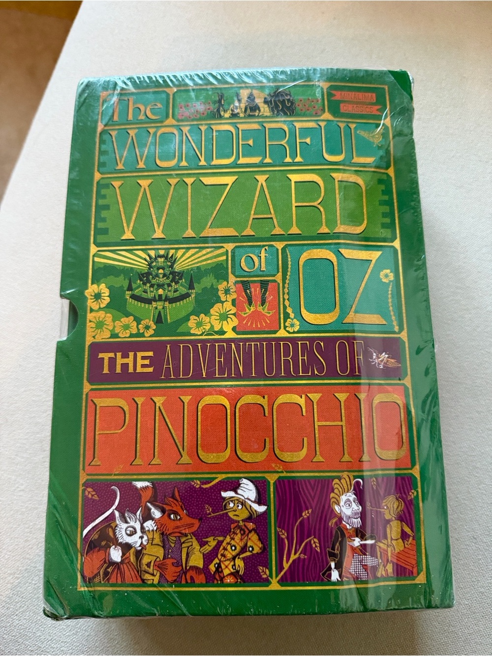 Wonderful Wizard Of Oz & The adventures of Pinocchio book set MinaLima classics